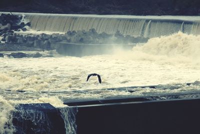 Water splashing on rocks
