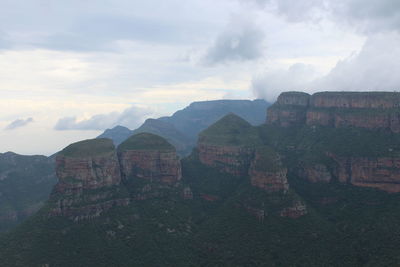Panoramic view of mountain range against sky
