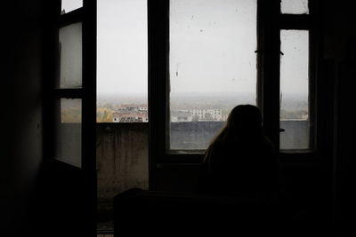 Buildings seen through window
