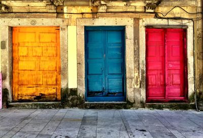 Closed door of building