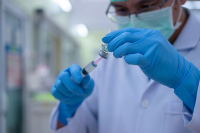 Close-up of hands working