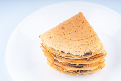 High angle view of cake on plate