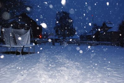 View of snow covered landscape against clear sky