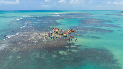 High angle view of sea against sky