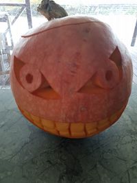 Close-up of pumpkin sculpture