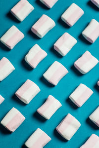 Full frame shot of marshmallows on table