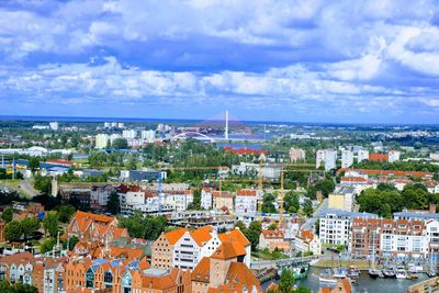 High angle view of townscape against sky