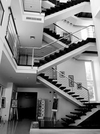 Low angle view of spiral staircase of building