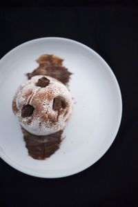 Close-up of dessert in plate on table