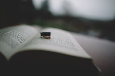 Close-up of book on book