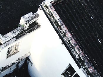 High angle view of city during winter