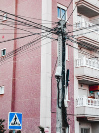 Low angle view of text on building