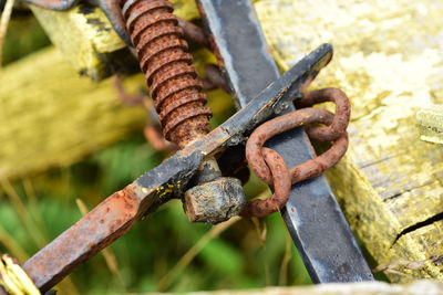 Close-up of rusty chain