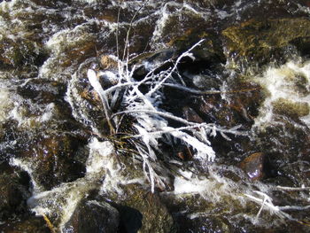 Water flowing through rocks