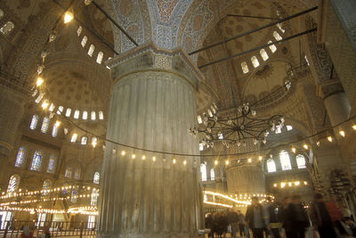 Low angle view of illuminated ceiling of building