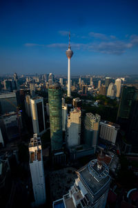 High angle view of buildings in city