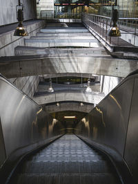 High angle view of escalator