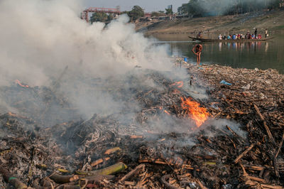 Garbage burning at lakeshore