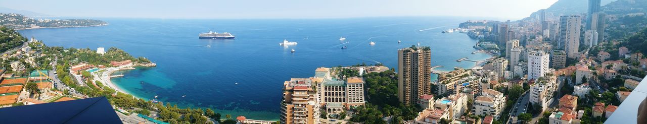 High angle view of boats in sea