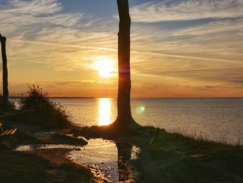 Scenic view of sea against sky during sunset