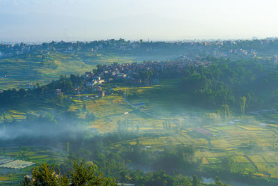Beautiful landscape of a farming field and a kathmandu valley.