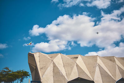 Low angle view of built structures against sky