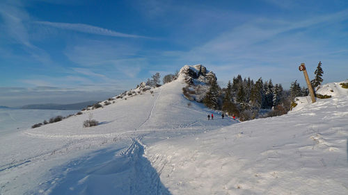 Scenic view of snowcapped mountain against sky