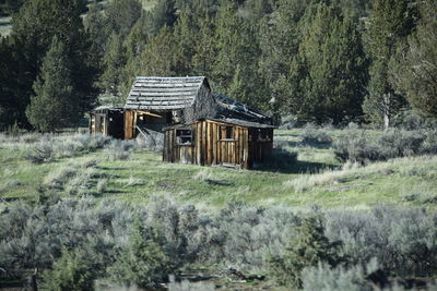 Abandoned built structure on landscape