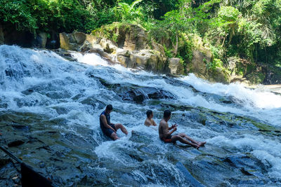 Scenic view of waterfall