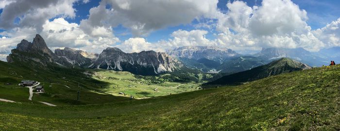 Panoramic view of landscape and mountains against sky