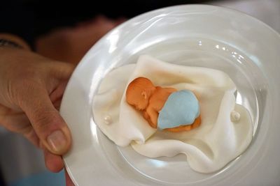 Close-up of hand holding ice cream