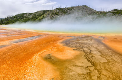 High angle view of hot spring