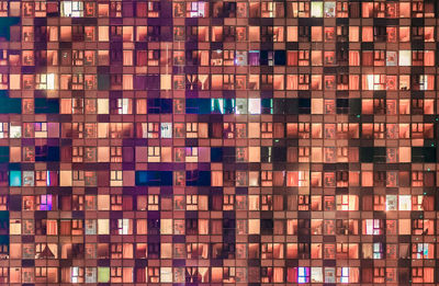 Full frame shot of illuminated building at night