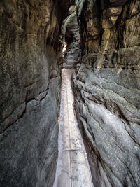 Sandstone errant rocks labyrinth in the table mountain national park, poland