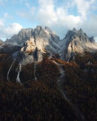 Panoramic view of mountain range against sky