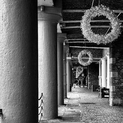 Empty walkway at night