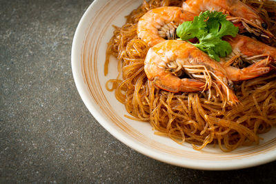 Close-up of food in plate on table