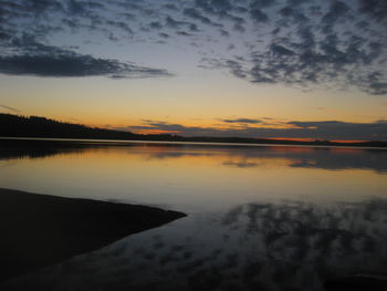 Scenic view of lake at sunset