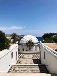 Exterior of building against clear blue sky