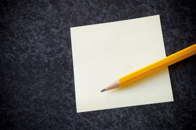 High angle view of pencil on table