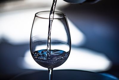 Close-up of beer glass on table