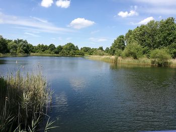 Scenic view of lake against sky