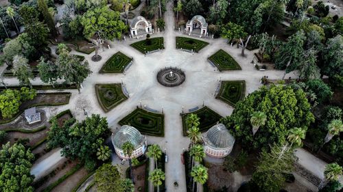 View of historical building in garden