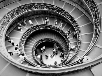 High angle view of spiral stairs