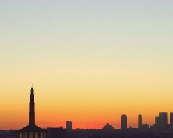 Silhouette of buildings against sky during sunset