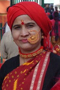 Portrait of young woman in traditional clothing