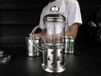 Close-up of drink in jar on table at home