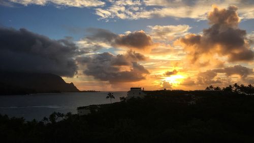 Scenic view of sunset over sea