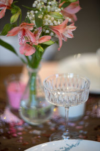 Close-up of glass vase on table