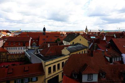 High angle view of townscape against sky